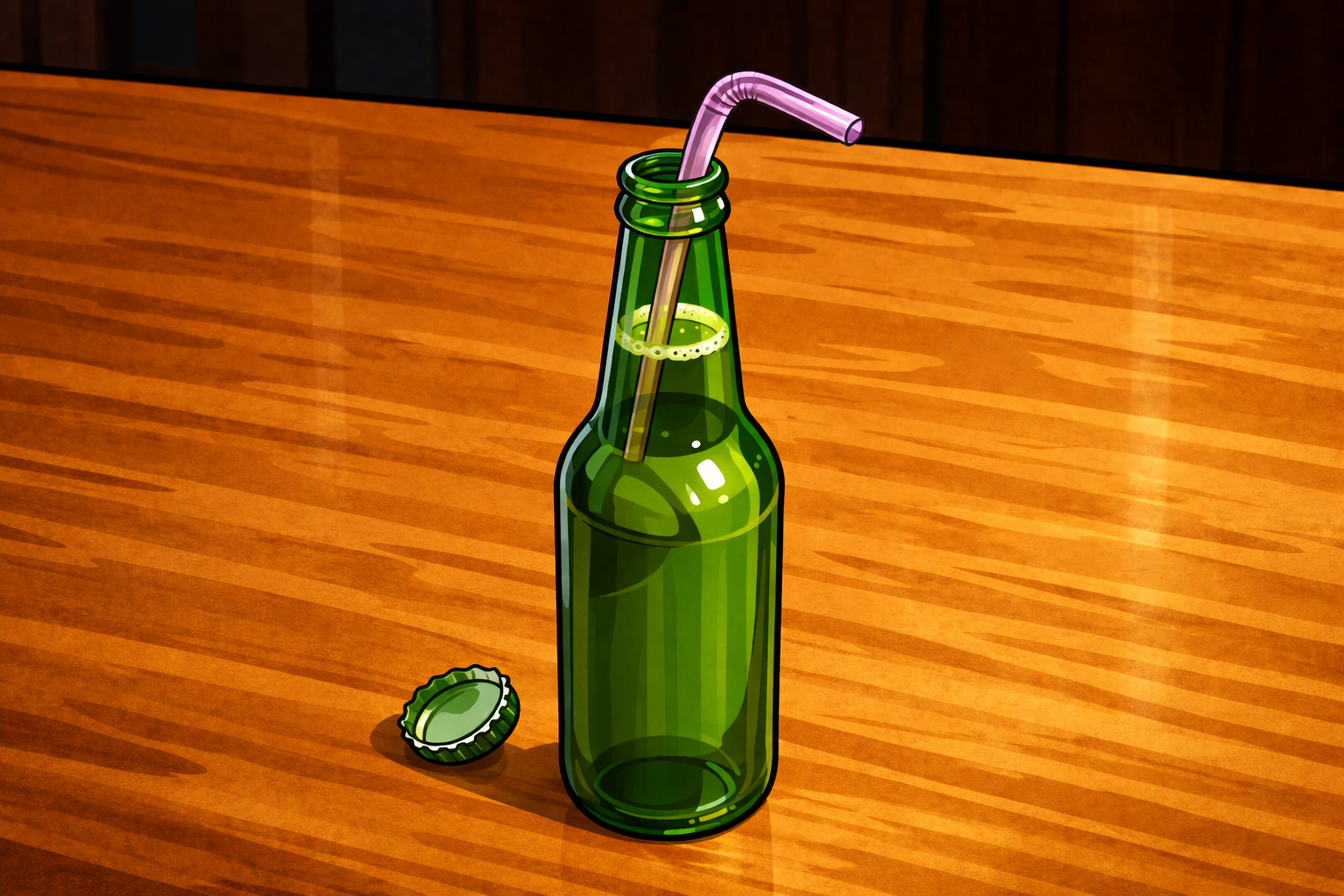 Riet adt drinkend met rietje